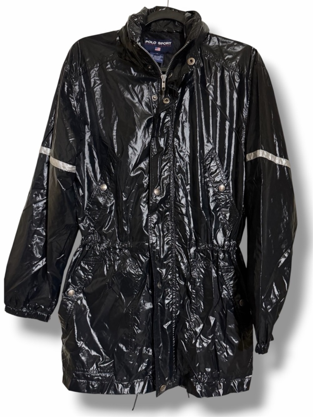 Vintage Polo by Ralph Lauren Navy Reflective-Trim Raincoat